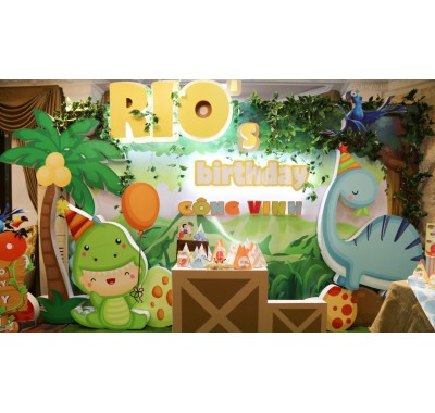 Trang trí sinh nhật cho bé Rio chủ đề khủng long